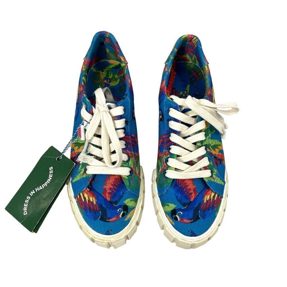 NEW FARM RIO Blue Macaw Flatform Sneakers Size 7.5 parrot tropical print - Picture 2 of 9
